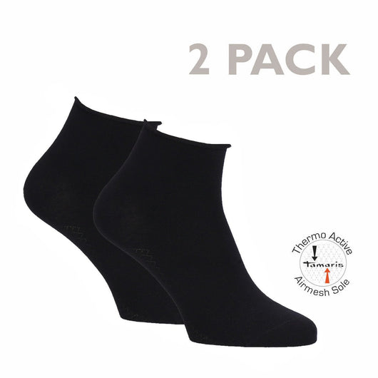 Tamaris Damen Strick Rollrand Socken 2er Pack 99503P2 / black / 39-42