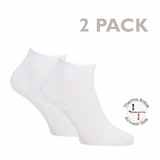 Tamaris Damen Strick Rollrand Socken 2er Pack 99503P2 / white / 35-38